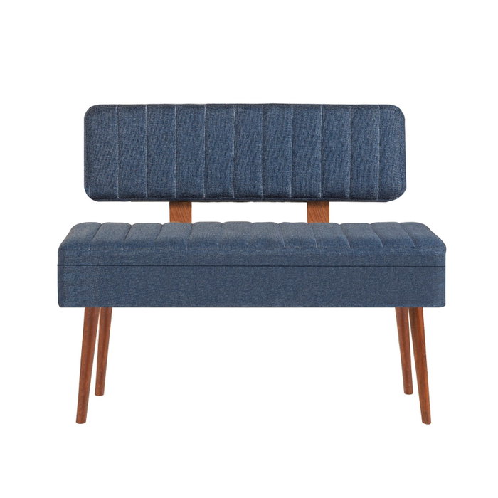 Hanah Home Banco 1048 - 1 Nogal y Azul Oscuro Tablero de Partículas Recubierto de Melamina 110x82.5x40cm